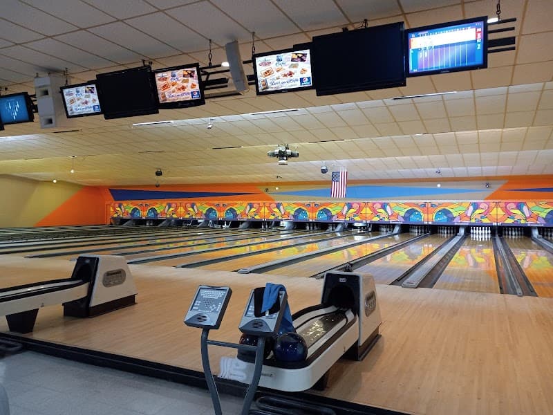 Interior view of Sunset Lanes bowling alley