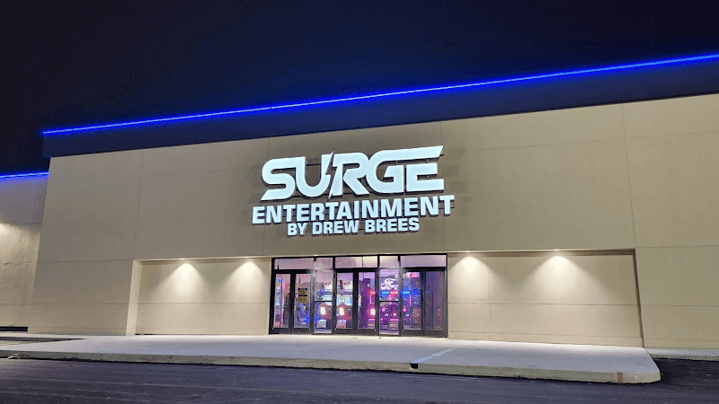 Interior view of Surge Entertainment bowling alley