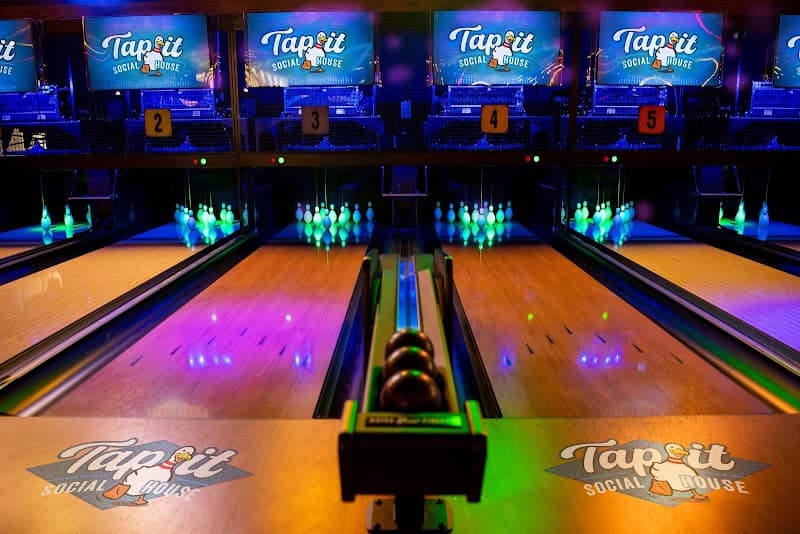 Interior view of Tap It Social House bowling alley