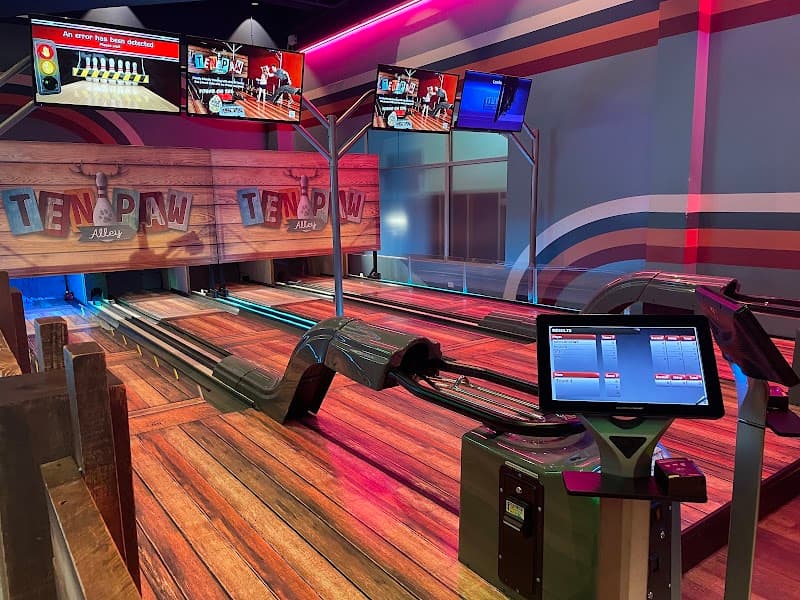Interior view of Ten Paw Alley bowling alley