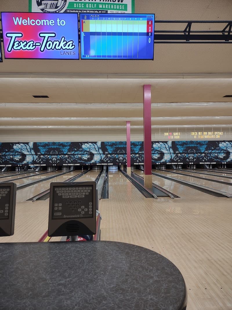 Interior view of Texa-Tonka Lanes bowling alley