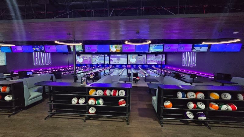 Interior view of The BLVD! bowling alley