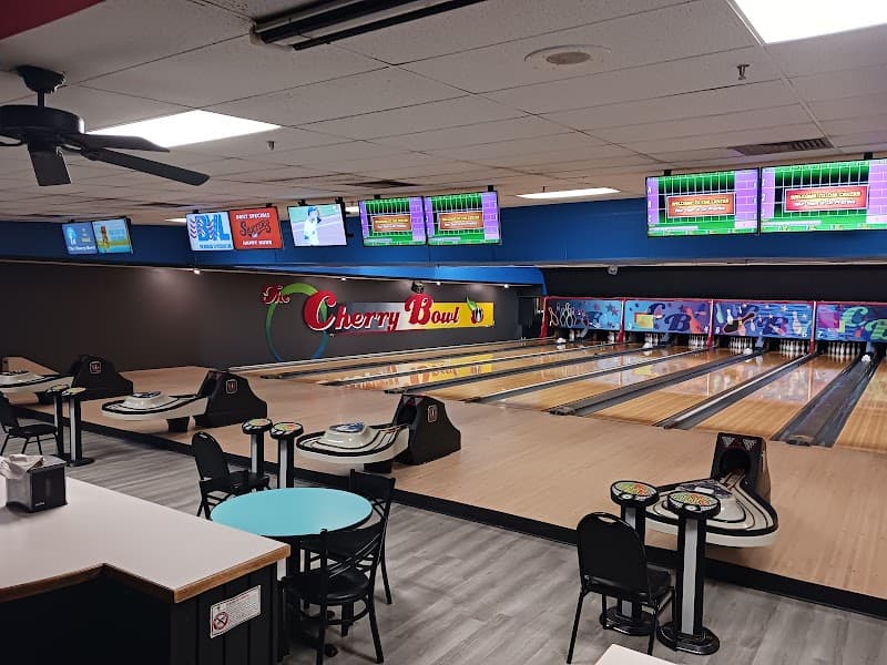 Interior view of The Cherry Bowl bowling alley