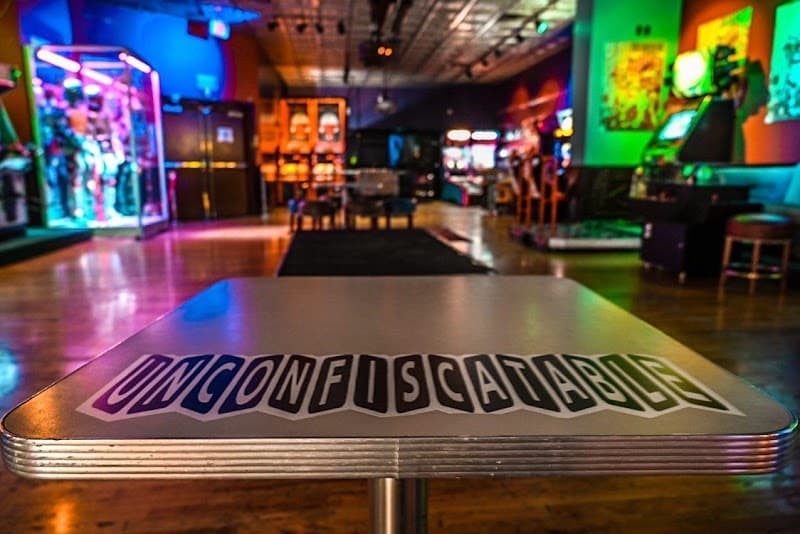 Interior view of The Nerd bowling alley