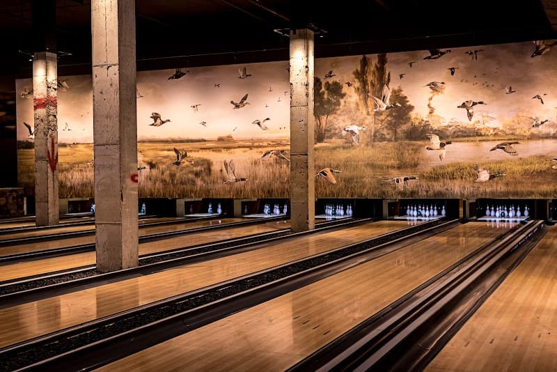 Interior view of The Painted Duck bowling alley