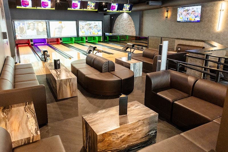 Interior view of The Social Duck bowling alley