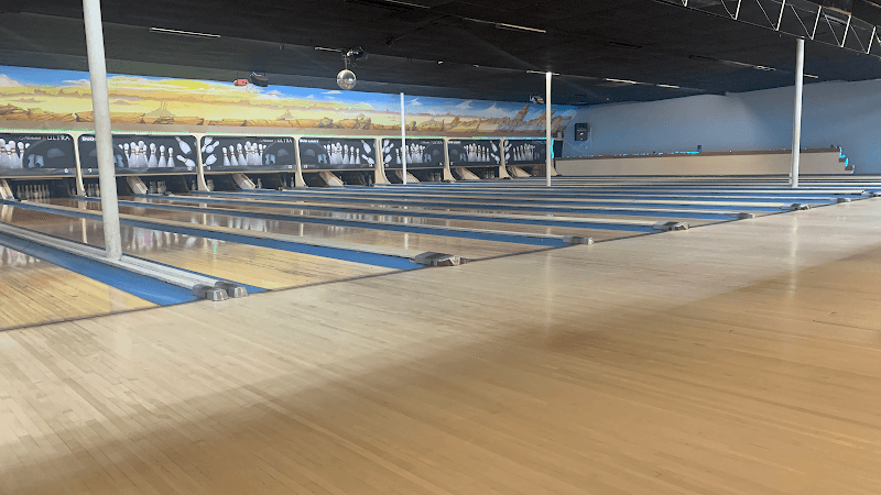 Interior view of The Zone Bowling Center bowling alley