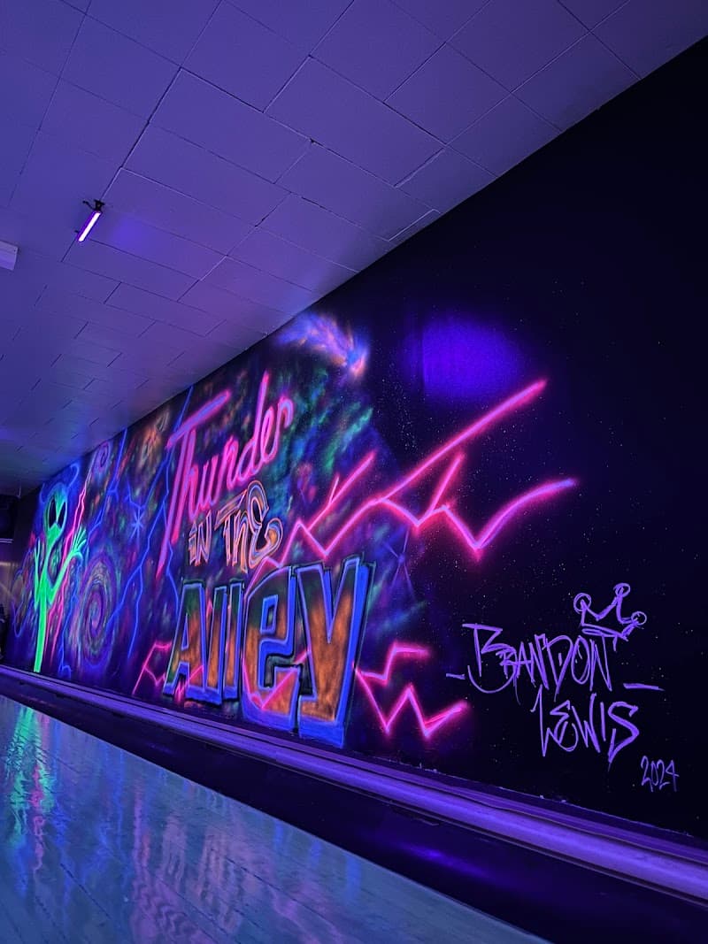 Interior view of Thunder in the Alley bowling alley
