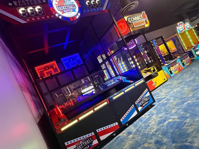 Interior view of Tilted 10 bowling alley