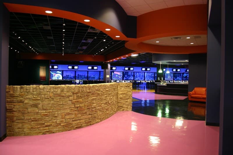 Interior view of Times Square Entertainment bowling alley