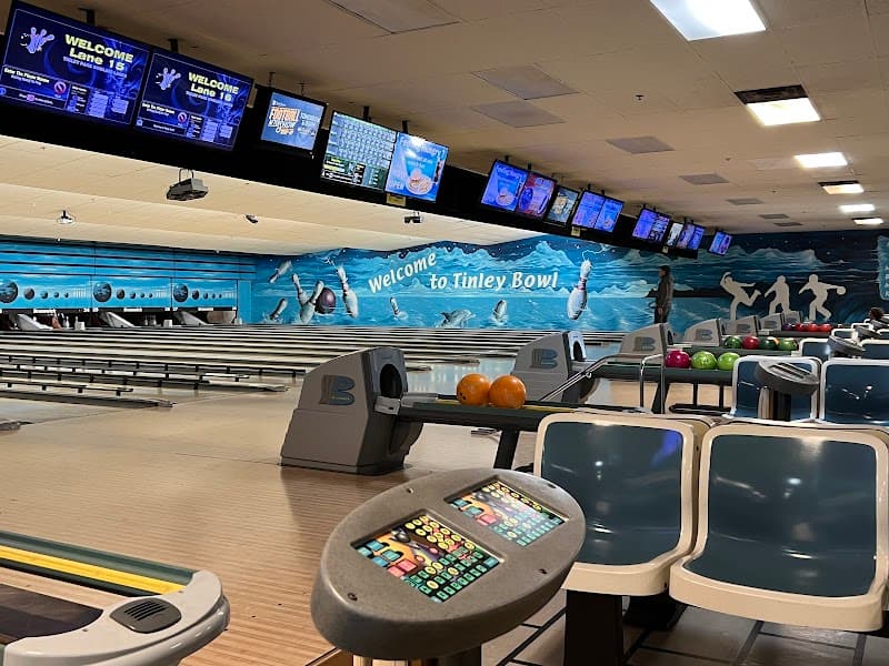 Interior view of Tinley Bowl & The Backyard bowling alley