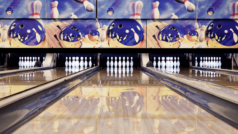Interior view of Tropicana Bowling Centers bowling alley