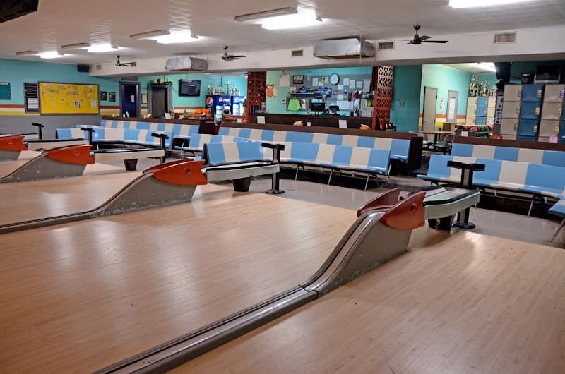 Interior view of Twin City Bowl bowling alley