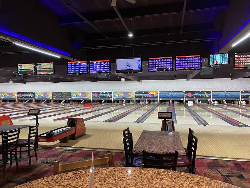 Interior view of Universal Lanes bowling alley