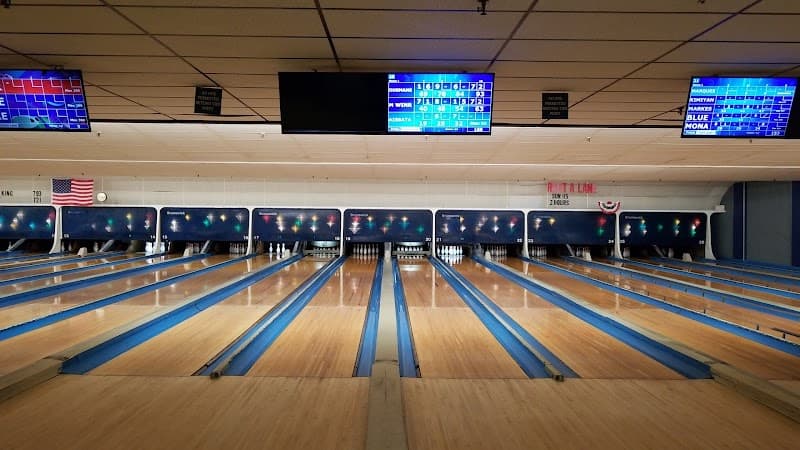 Interior view of V&S Elmwood Lanes bowling alley