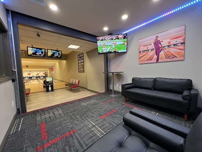 Interior view of Valencia Lanes bowling alley
