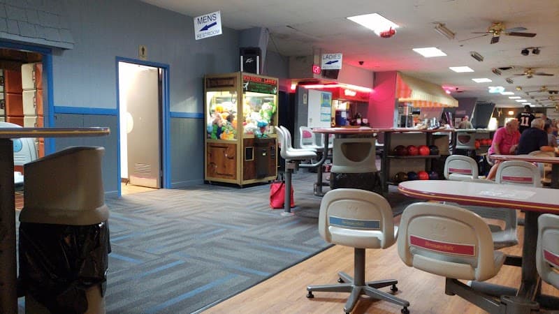 Interior view of Victory Lanes bowling alley