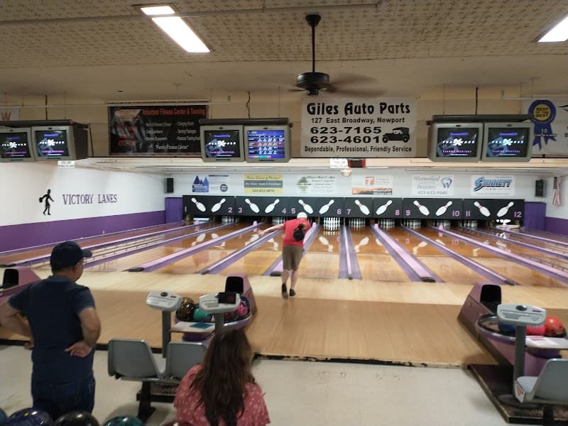 Interior view of Victory Lanes bowling alley