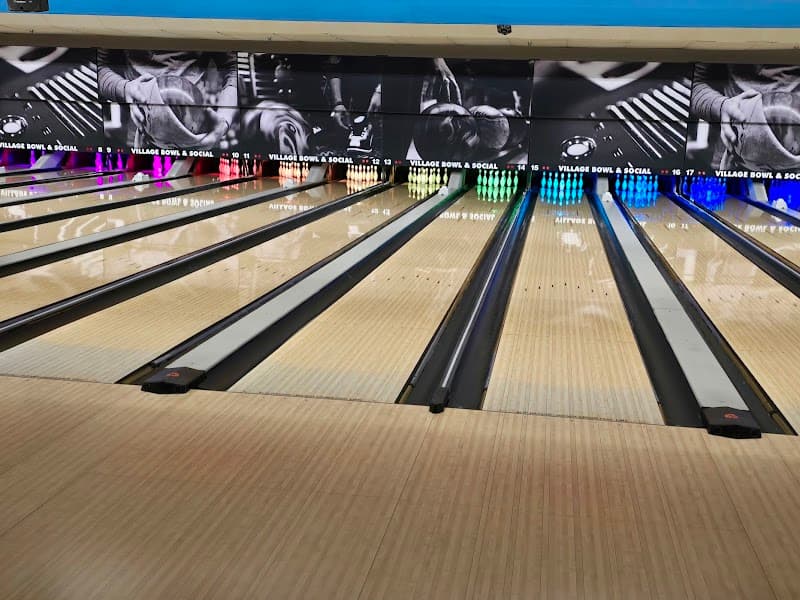 Interior view of Village Bowl & Social bowling alley