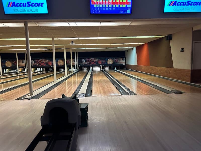 Interior view of Virginia Bowling Gardens bowling alley