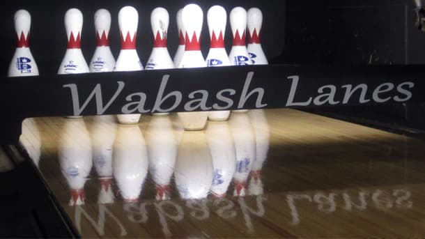 Interior view of Wabash Lanes bowling alley