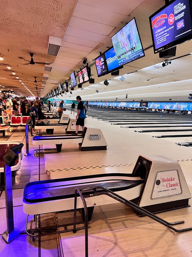 Interior view of Western Bowl bowling alley