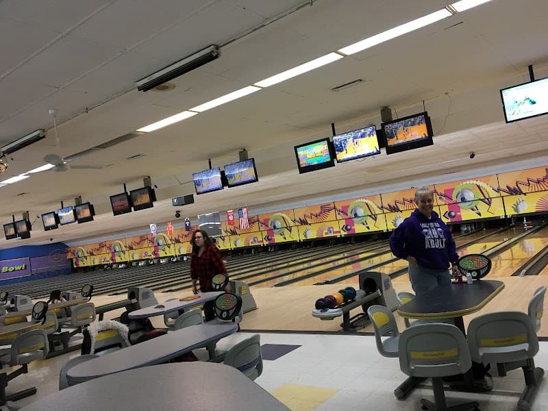 Interior view of Western Bowl bowling alley
