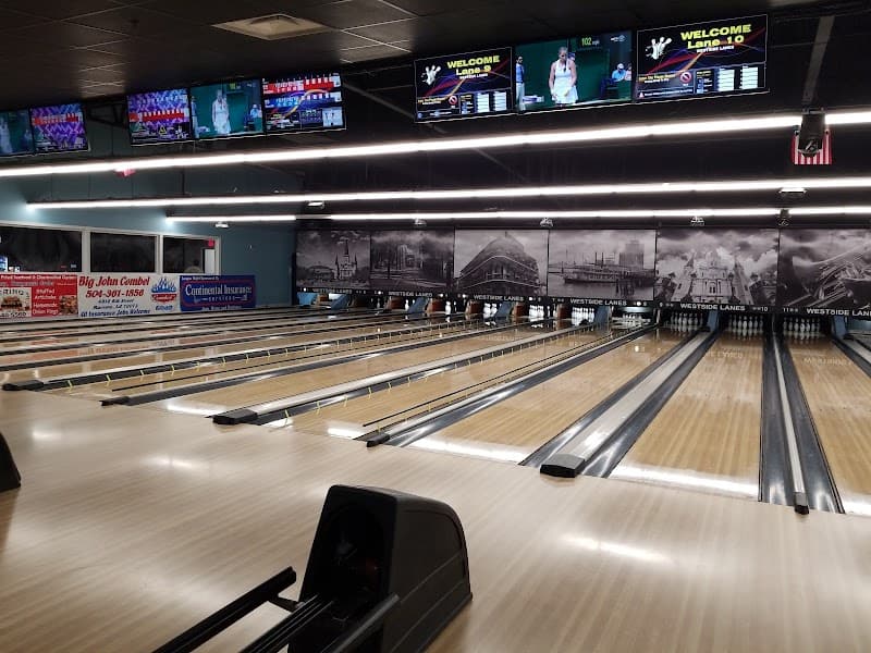 Interior view of Westside Bowling Lanes bowling alley