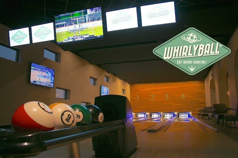 Interior view of WhirlyBall bowling alley