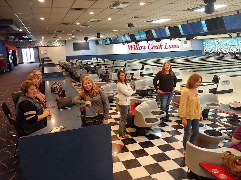 Interior view of Willow Creek Bowling Lanes bowling alley
