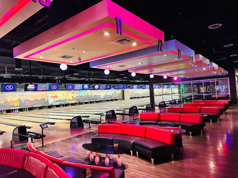 Interior view of XLanes LA bowling alley