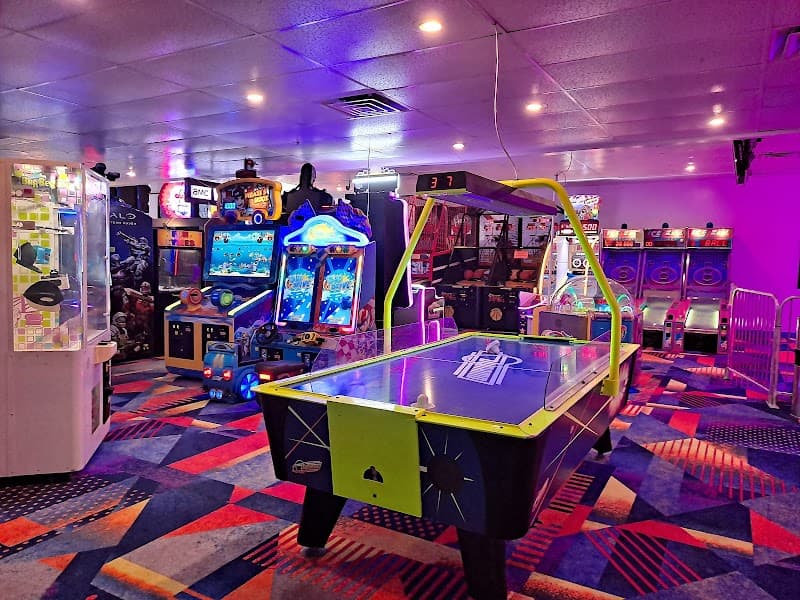 Interior view of Zap Zone bowling alley